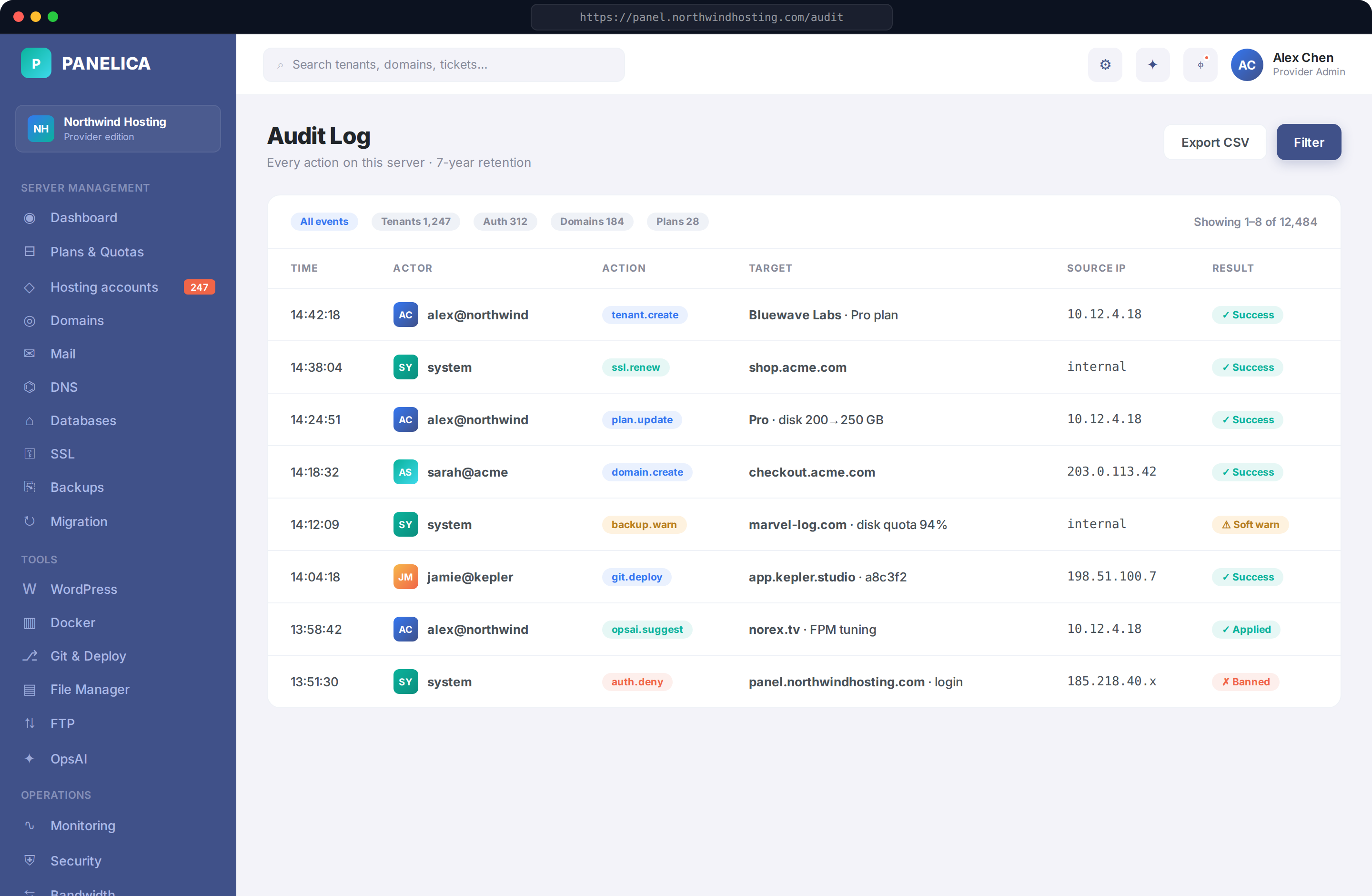 Audit log