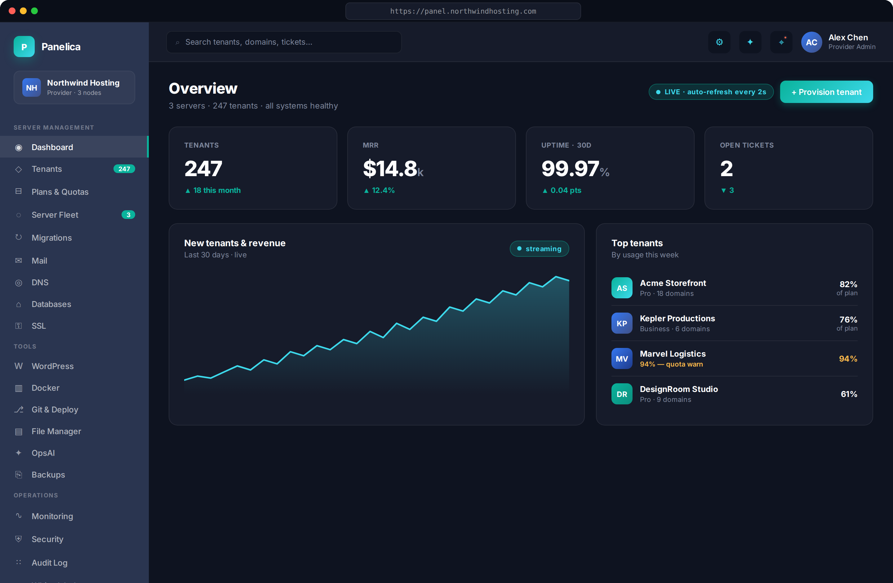 Dark mode dashboard