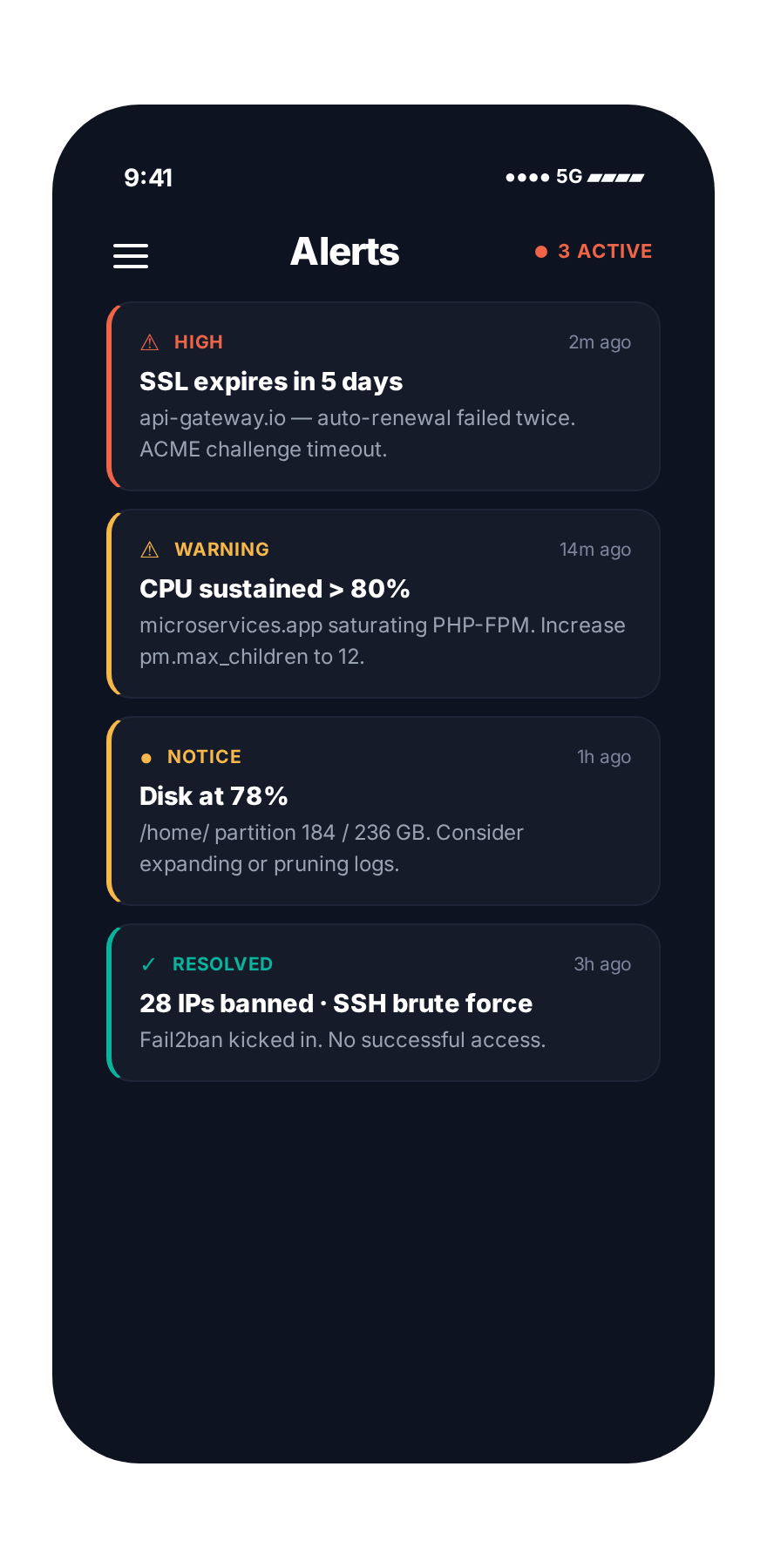 Server alerts